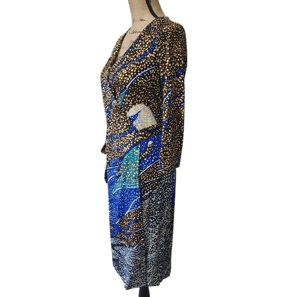 NWT Diane Von Furstenberg DCF 100% Silk Midi Abstract Wrap 3/4 Sleeve Dress - 8 - Picture 4 of 10